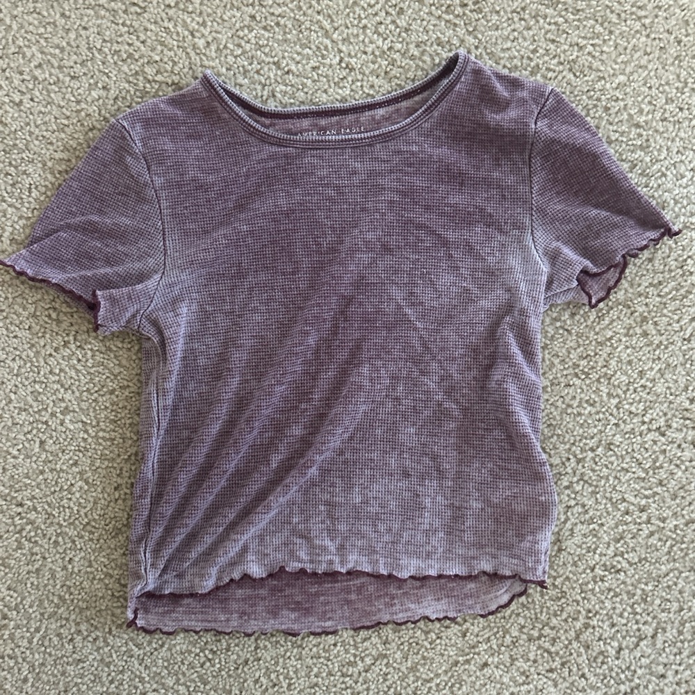 American Eagle Waffle-Knit baby tee in Dusty Mauve